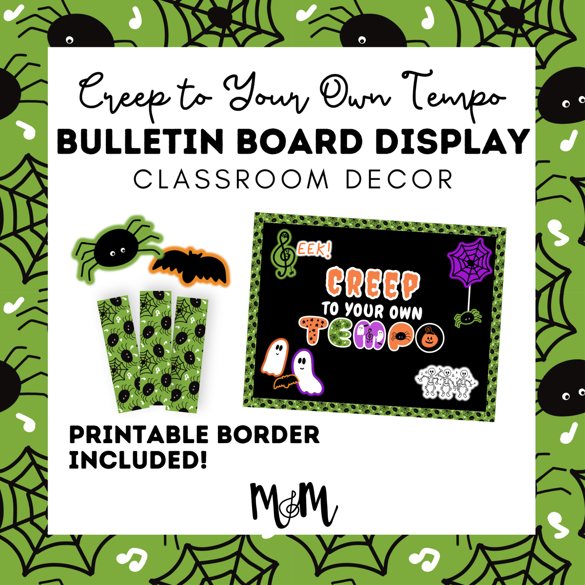 Creep to Your Own Tempo Bulletin Board Set | Halloween Music Classroom Decor |  DIGITAL DOWNLOAD