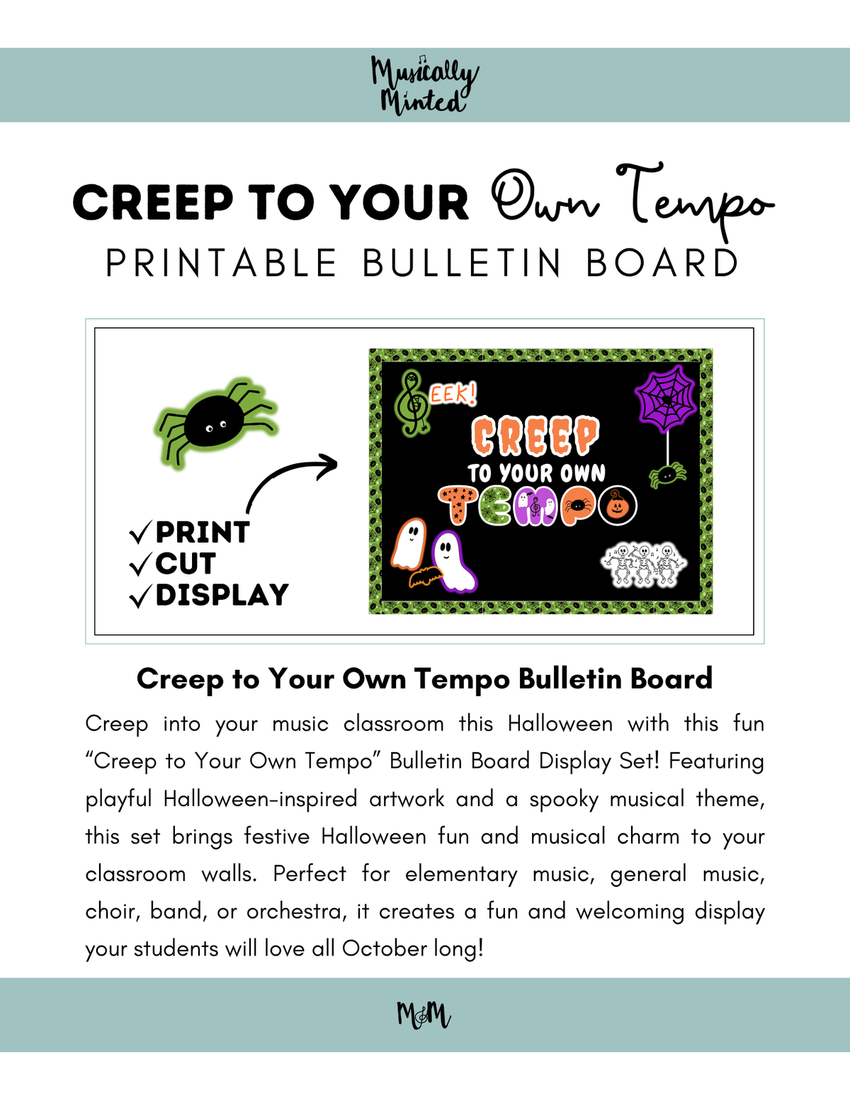 Creep to Your Own Tempo Bulletin Board Set | Halloween Music Classroom Decor |  DIGITAL DOWNLOAD
