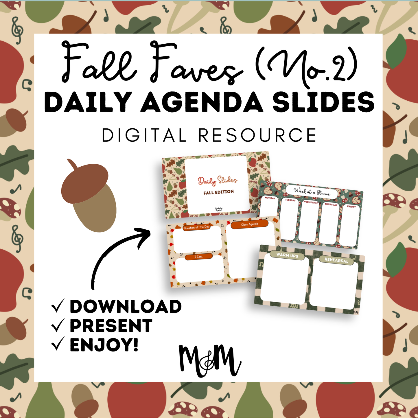 Fall Faves No. 2 Daily Agenda Slides | Music Classroom DIGITAL RESOURCE