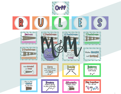Elementary Instruments: Orff Rules & Expectations Posters | Music Room Decor