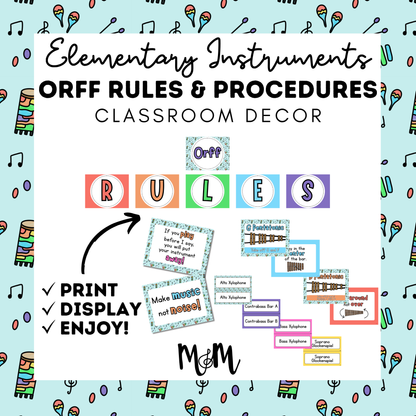 Elementary Instruments: Orff Rules & Expectations Posters | Music Room Decor