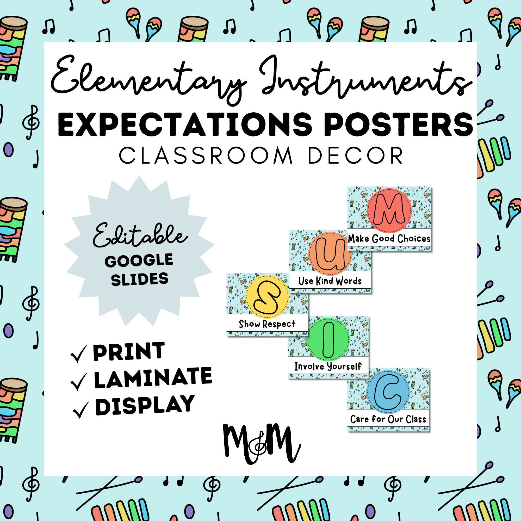 Musicaky Elementary Instruments: Classroom Expectation Posters DIGITAL DOWNLOAD ...