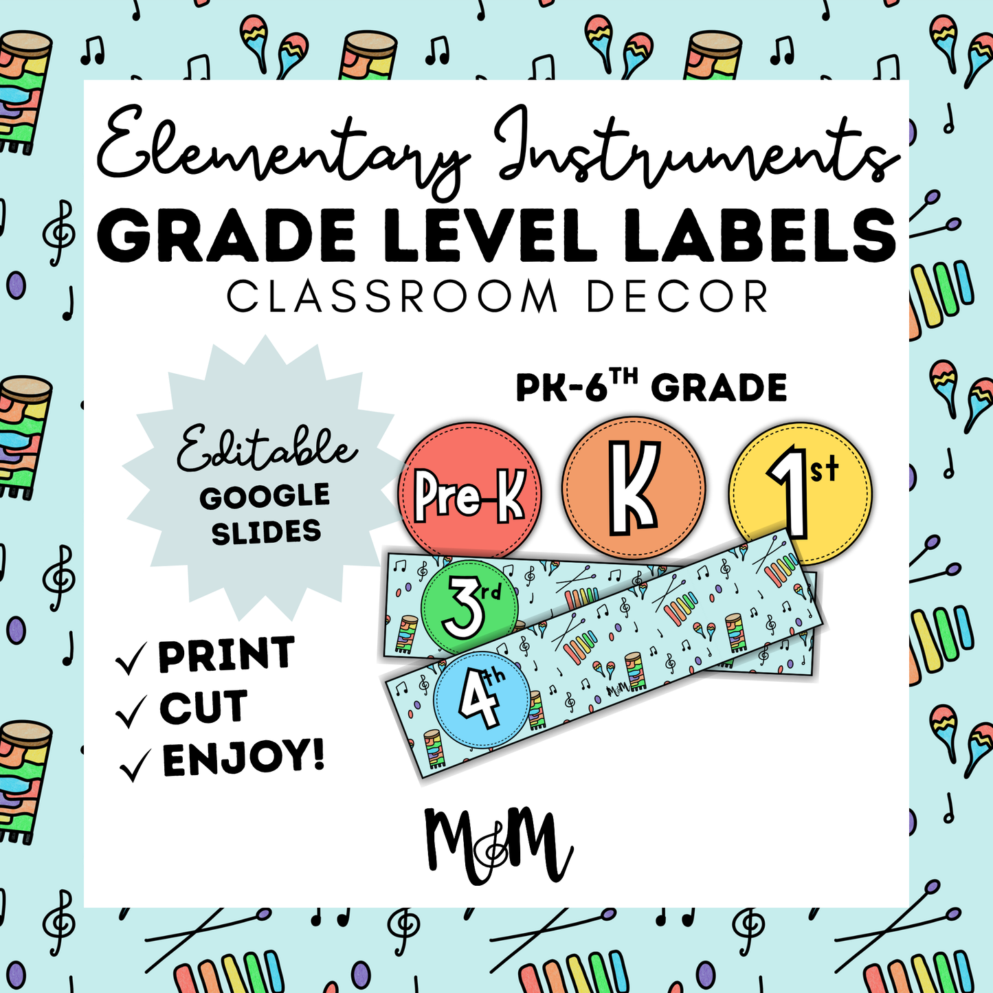 Elementary Instruments: Grade Level Labels DIGITAL DOWNLOAD