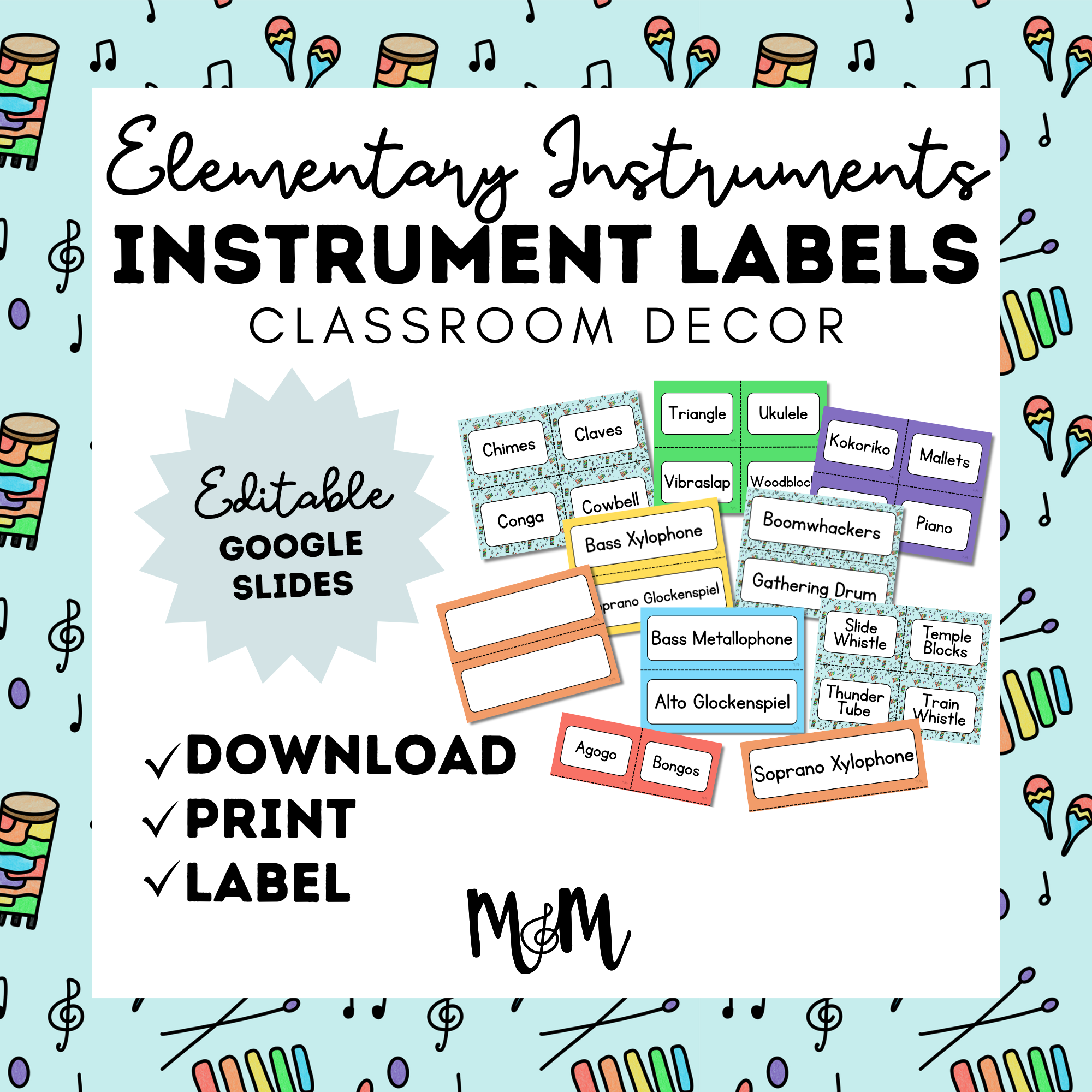 Elementary Instruments: Instrument Labels DIGITAL DOWNLOAD – Musically ...