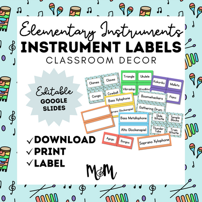 Elementary Instruments: Instrument Labels DIGITAL DOWNLOAD