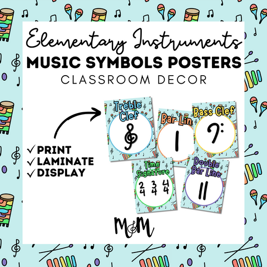 Elementary Instruments: Music Symbols Posters DIGITAL DOWNLOAD