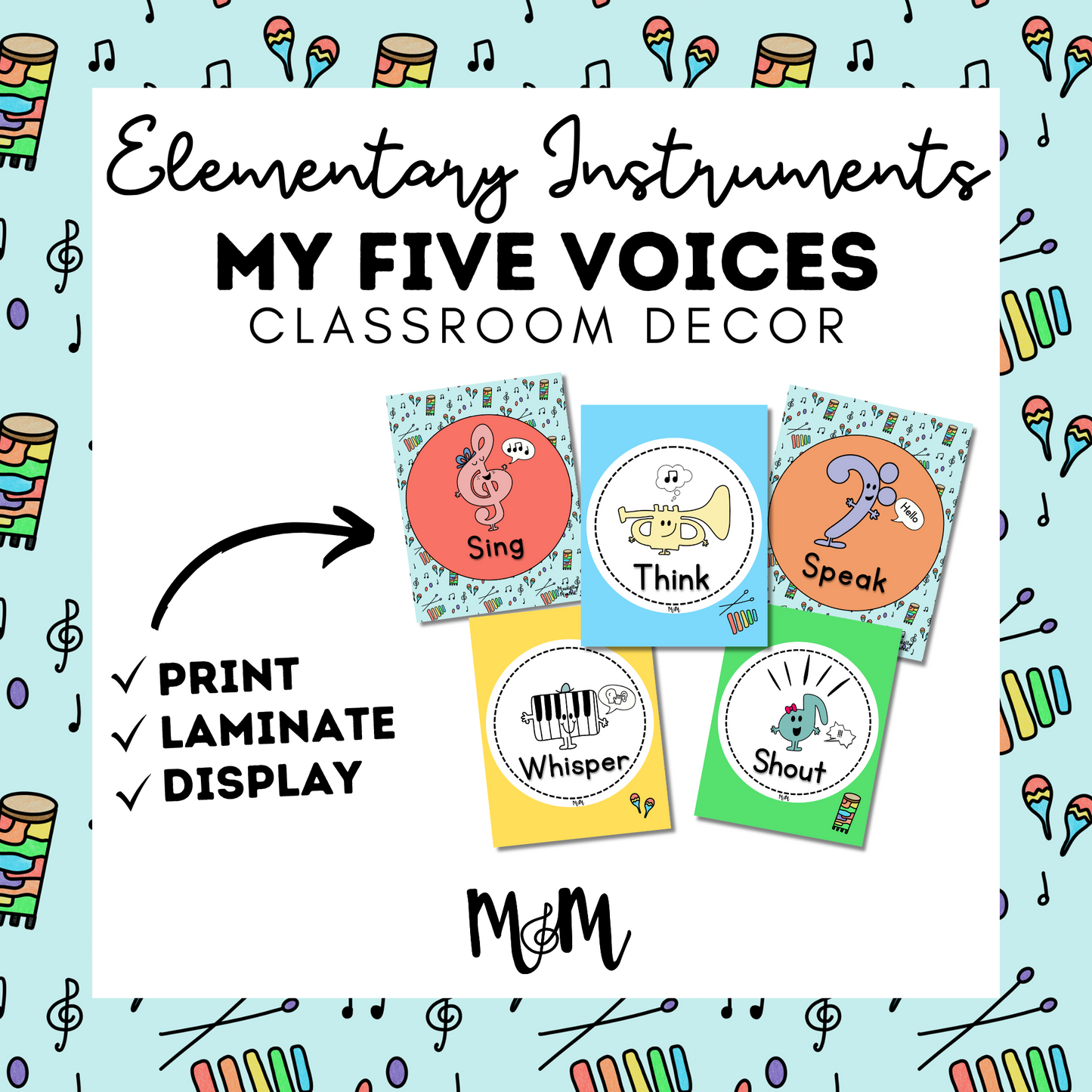 Elementary Instruments: Five Voices Posters DIGITAL DOWNLOAD