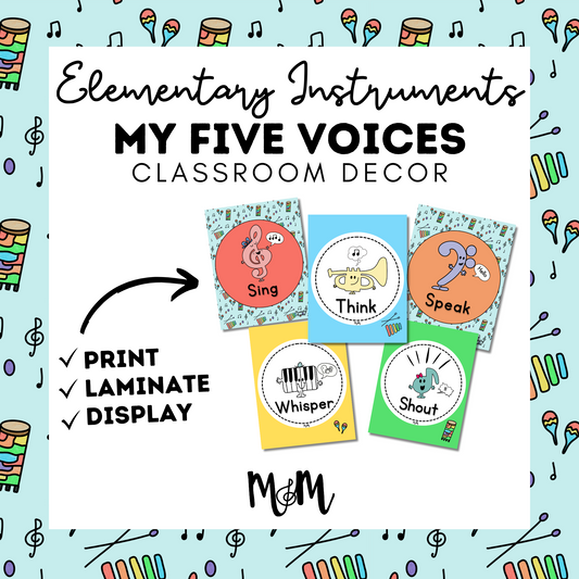 Elementary Instruments: Five Voices Posters DIGITAL DOWNLOAD