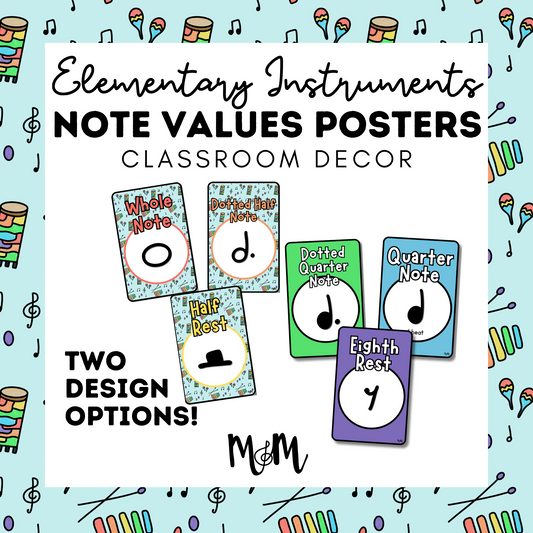 Elementary Instruments: Note Values Posters DIGITAL DOWNLOAD