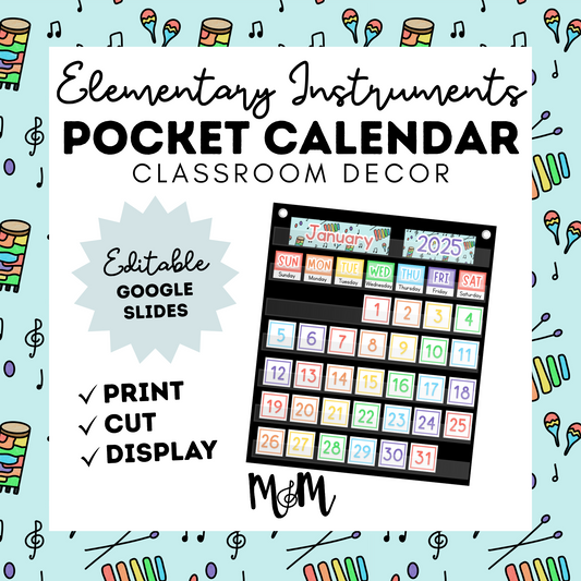 Elementary Instruments: Pocket Chart Calendar DIGITAL DOWNLOAD