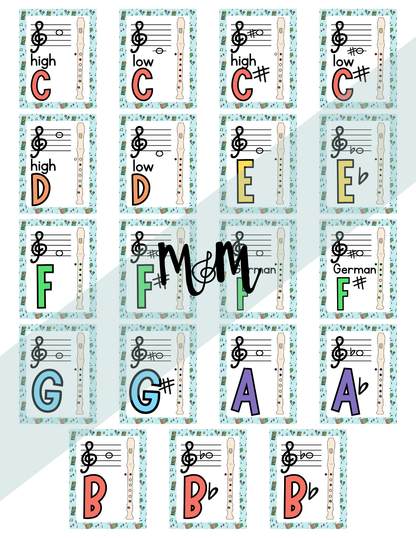 Elementary Instruments: Recorder Fingering Posters DIGITAL DOWNLOAD