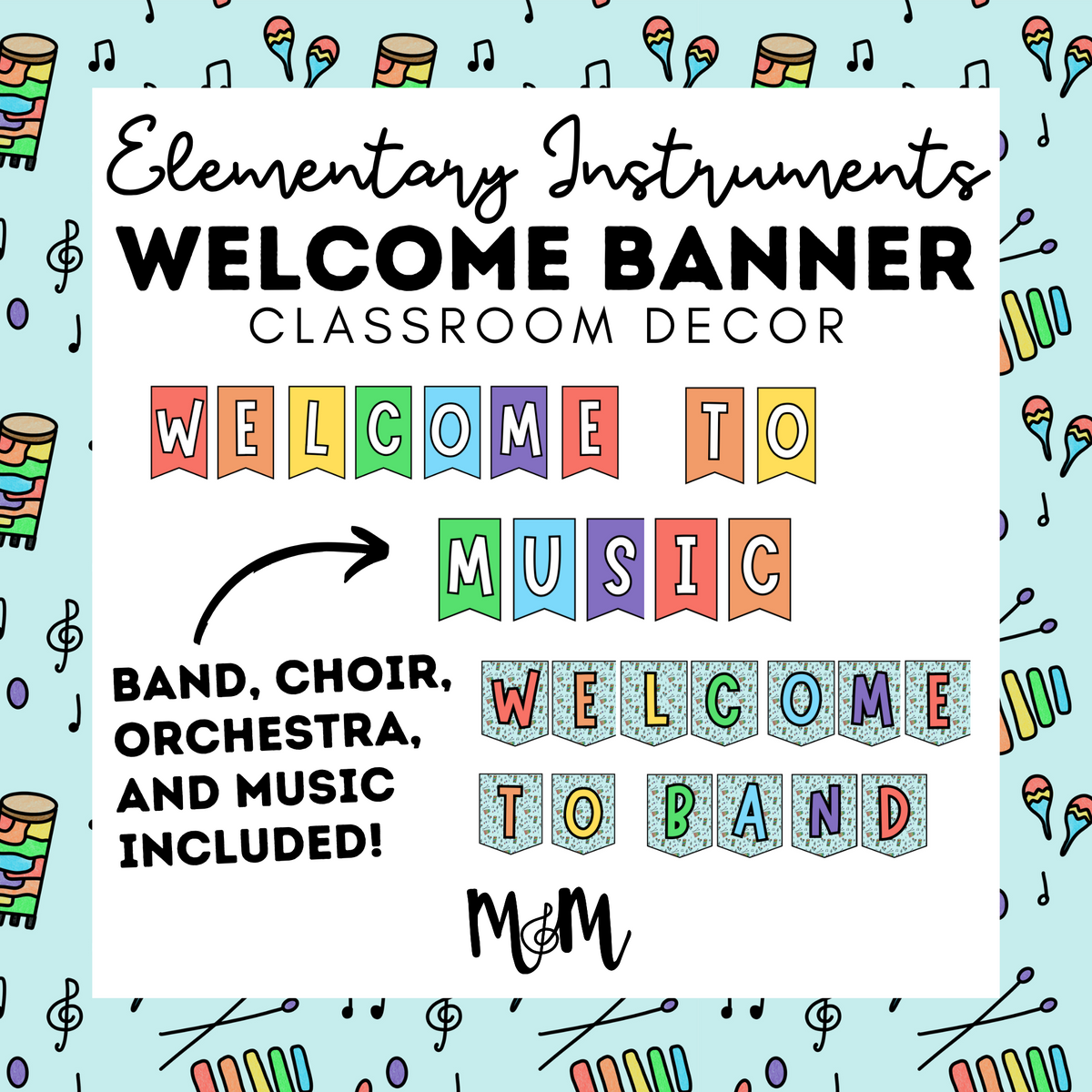 Welcome Band Instruments Elementary Instruments: Welcome Banners DIGITAL DOWNLOAD – Musically Minted