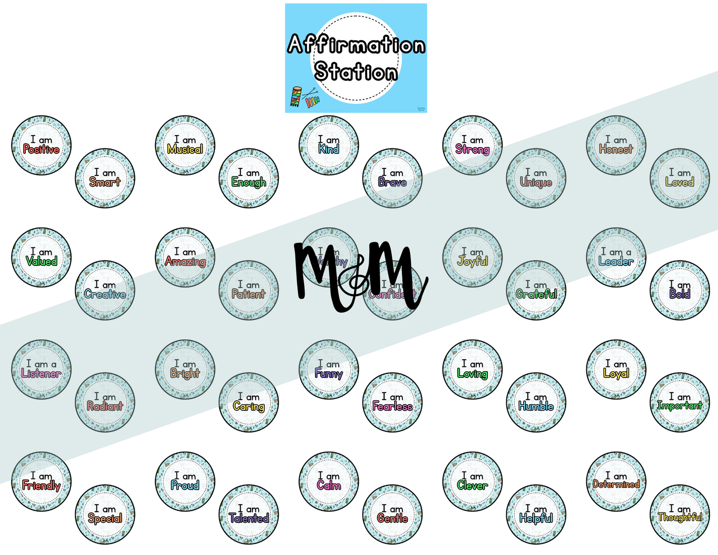 Elementary Instruments: Affirmation Station | Music Classroom Decor