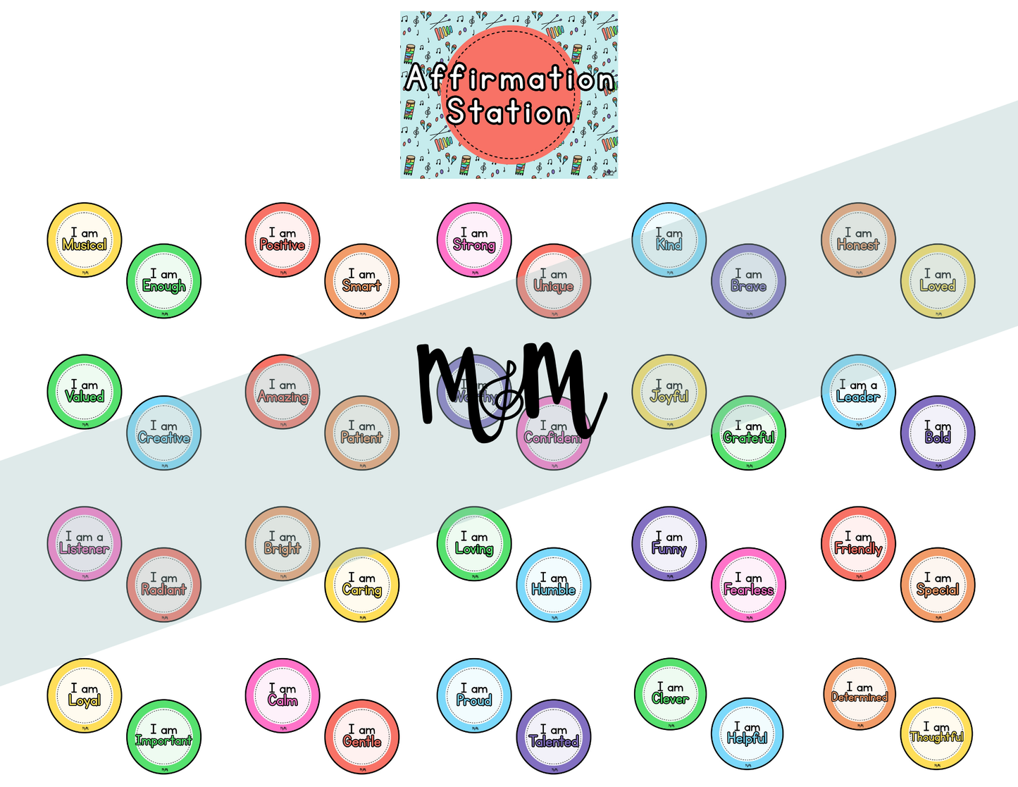 Elementary Instruments: Affirmation Station | Music Classroom Decor