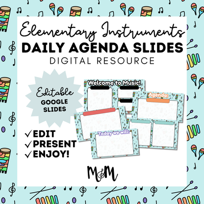 Elementary Instruments: Agenda Slides DIGITAL DOWNLOAD