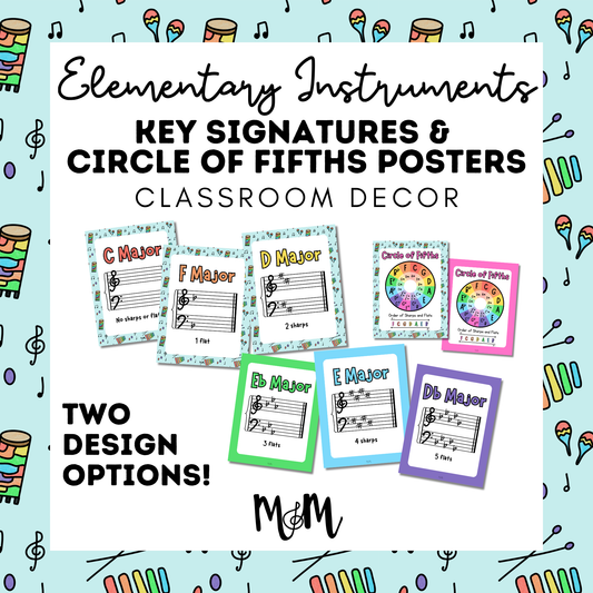 Elementary Instruments: Circle of Fifths & Key Signature Posters | Music Decor