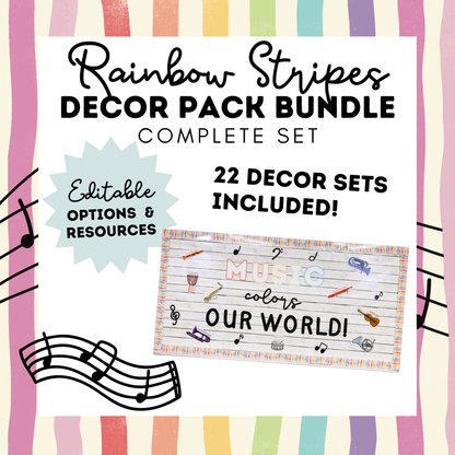 Rainbow Stripes COMPLETE Decor Bundle *DIGITAL DOWNLOAD*