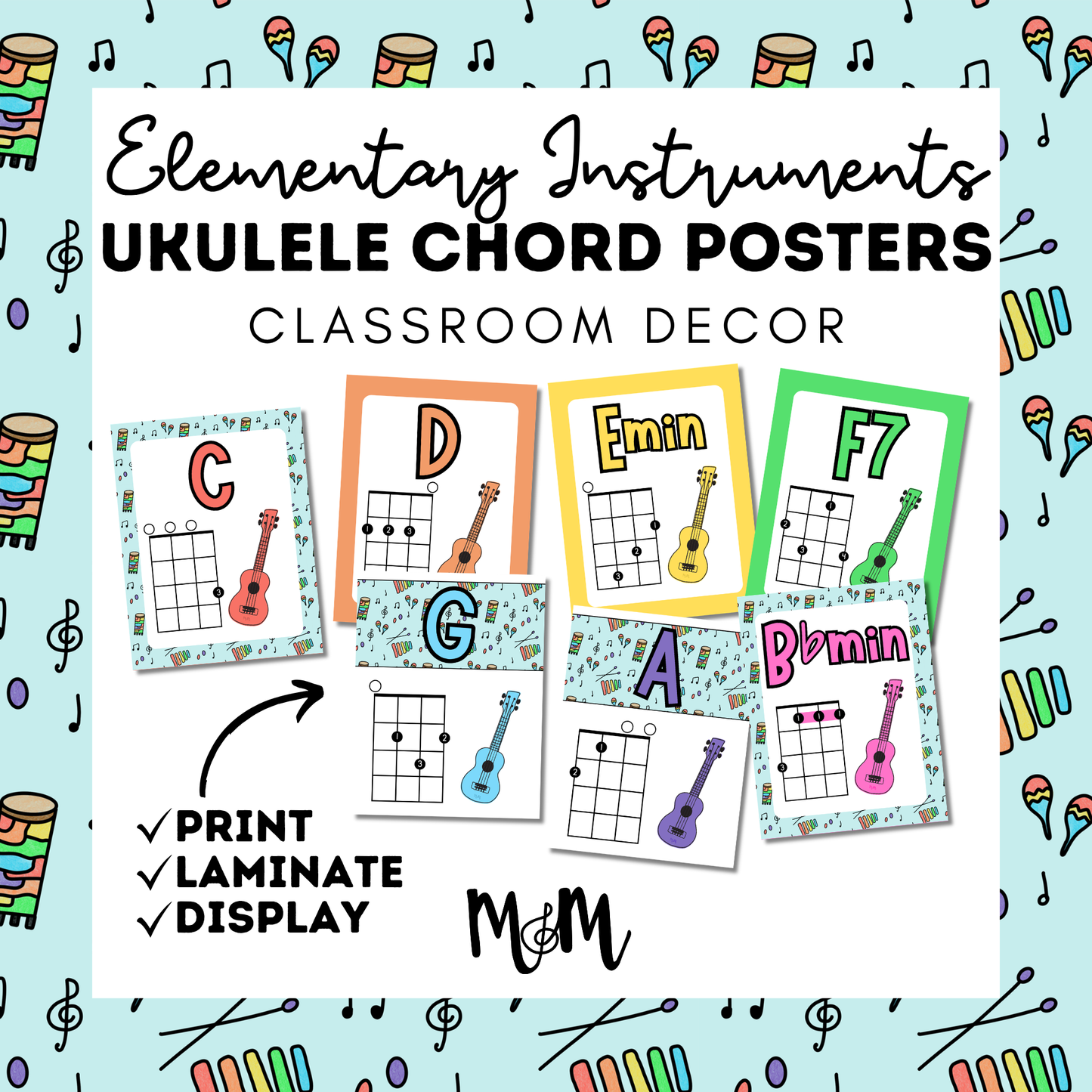 Elementary Instruments: Ukulele Chord Posters DIGITAL DOWNLOAD