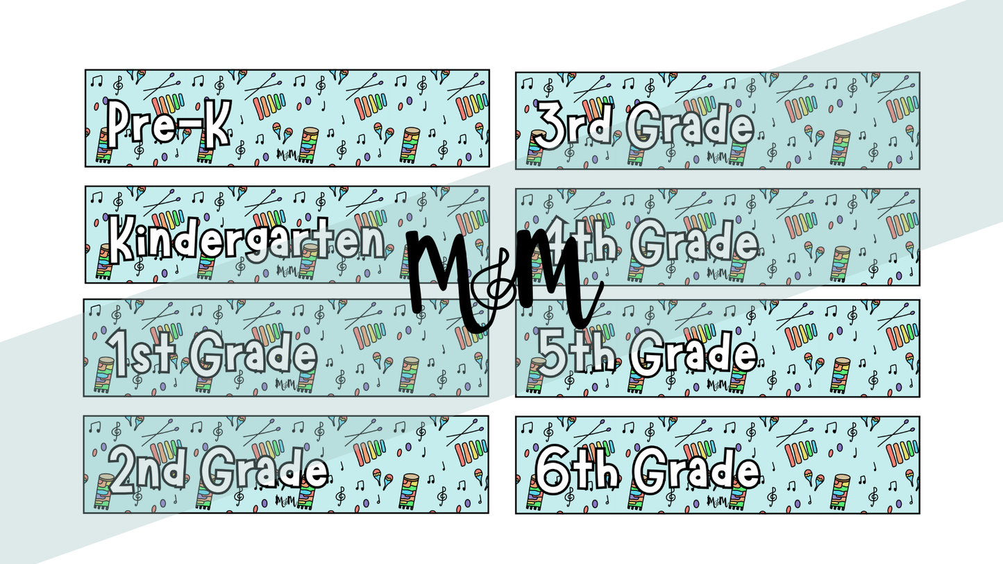 Elementary Instruments: Grade Level Labels DIGITAL DOWNLOAD