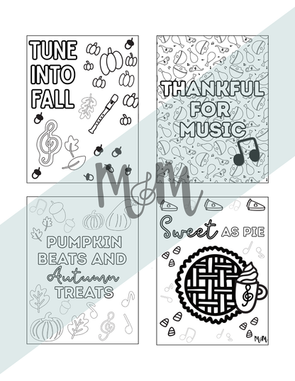 Fall Music Coloring Sheets | Printable Music Class Coloring Activity DIGITAL DOWNLOAD