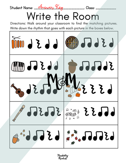 Fall Faves Write the Room | Rhythm Level 1 | Write the Room Rhythm Activity DIGITAL DOWNLOAD