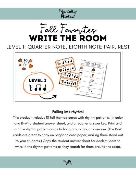 Fall Faves Write the Room | Rhythm Level 1 | Write the Room Rhythm Activity DIGITAL DOWNLOAD