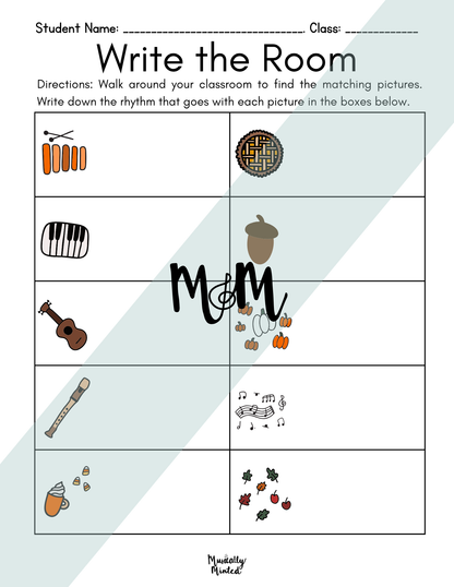 Fall Faves Write the Room | Rhythm Level 2 | Write the Room Rhythm Activity DIGITAL DOWNLOAD