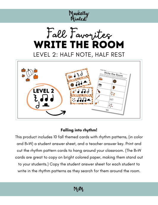 Fall Faves Write the Room | Rhythm Level 2 | Write the Room Rhythm Activity DIGITAL DOWNLOAD