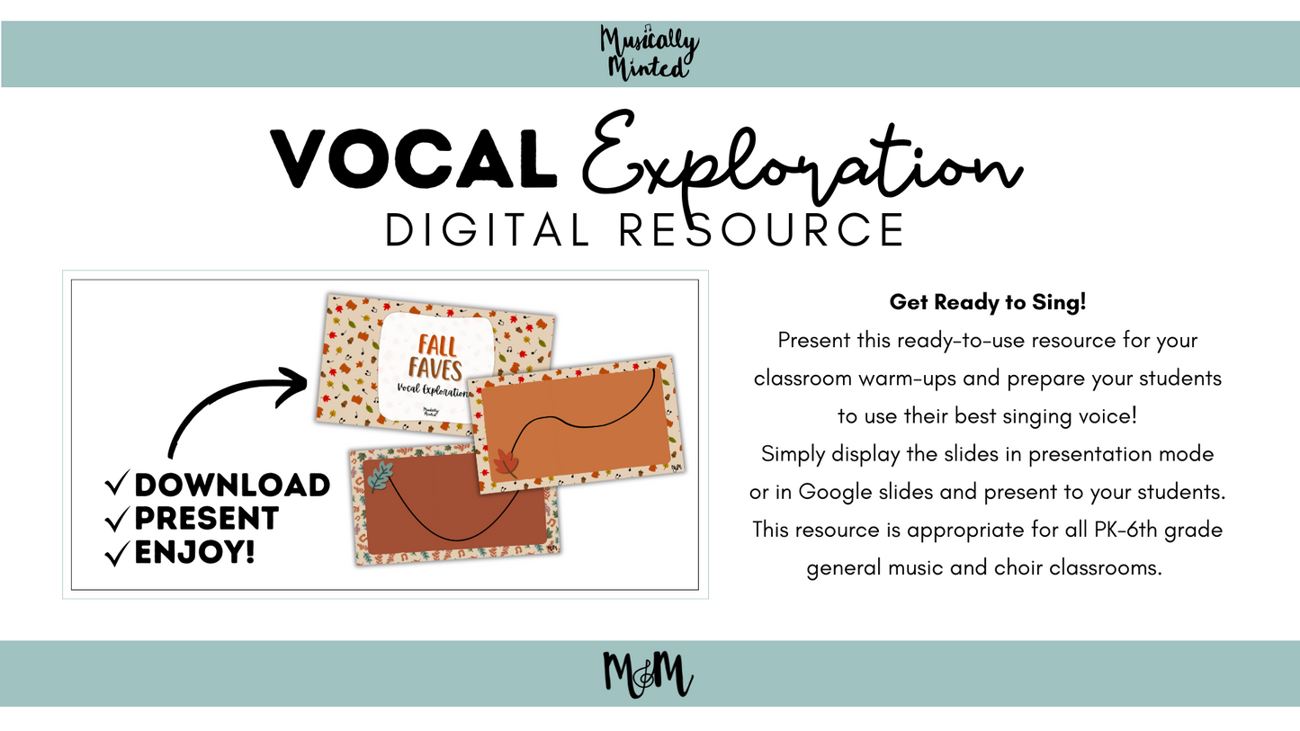 Fall Faves: Vocal Exploration Slides Google Slide Digital Resource DIGITAL DOWNLOAD