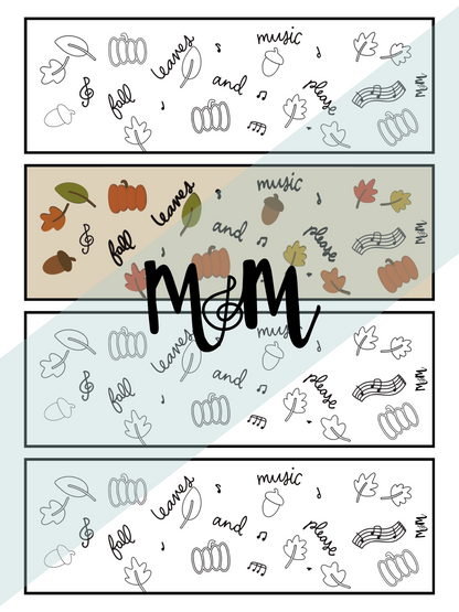 Fall Leaves and Music Please: Music Bookmarks | Printable Coloring Activity DIGITAL DOWNLOAD