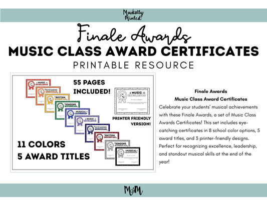 Finale Awards - End of Year Music Awards | Elementary General Music DIGITAL DOWNLOAD
