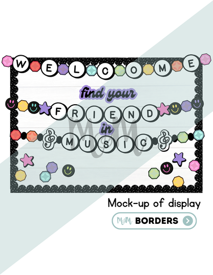 Find Your Friend in Music Bulletin Board | Friendship Bracelet Decor Set DIGITAL DOWNLOAD