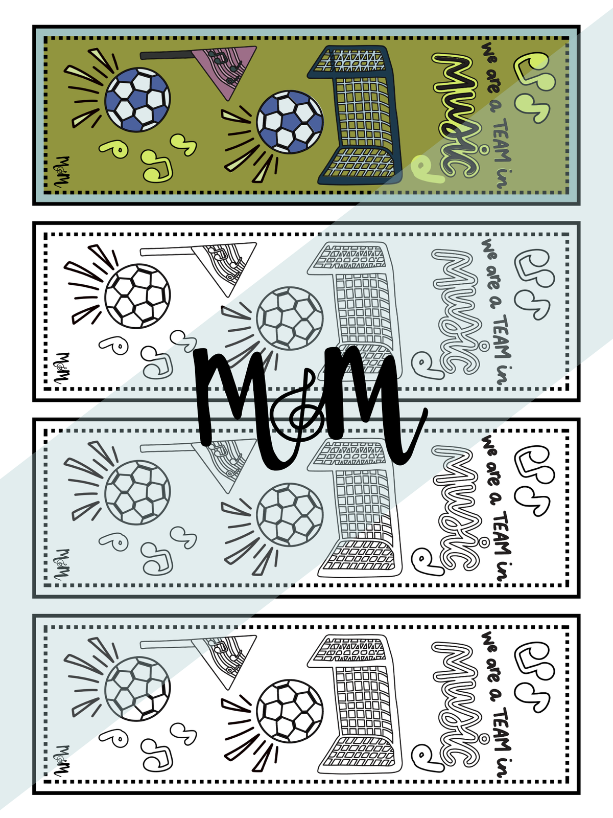 Game Day | Music Bookmarks | Printable Coloring Activity DIGITAL DOWNLOAD