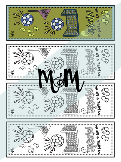 Game Day | Music Bookmarks | Printable Coloring Activity DIGITAL DOWNLOAD