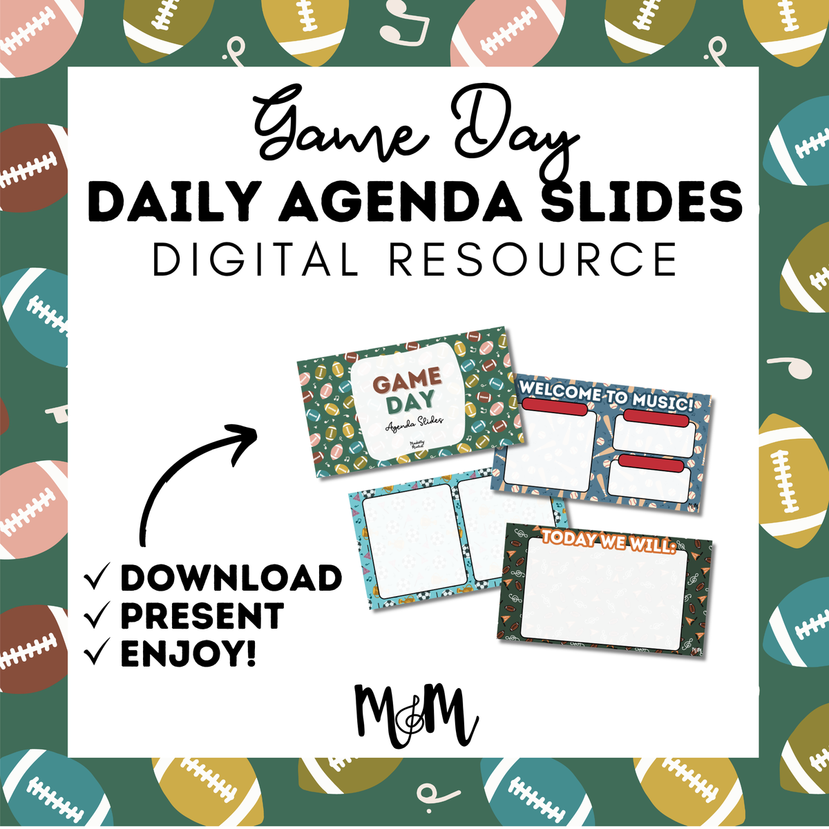 Game Day | Daily Agenda Slides | Music Classroom DIGITAL RESOURCE
