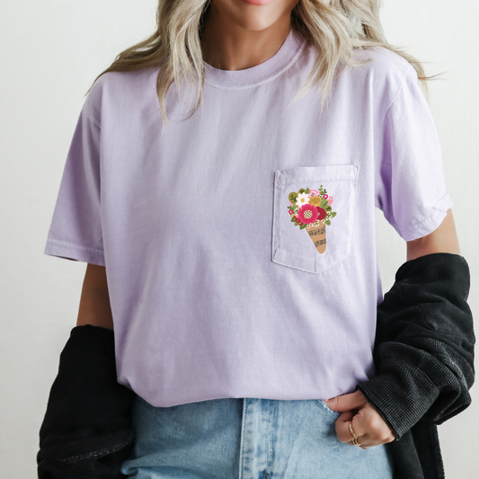 Floral Bouquet Pocket T-Shirt
