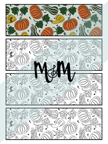 Gourd-geous Music Bookmarks | Printable Coloring Activity DIGITAL DOWNLOAD
