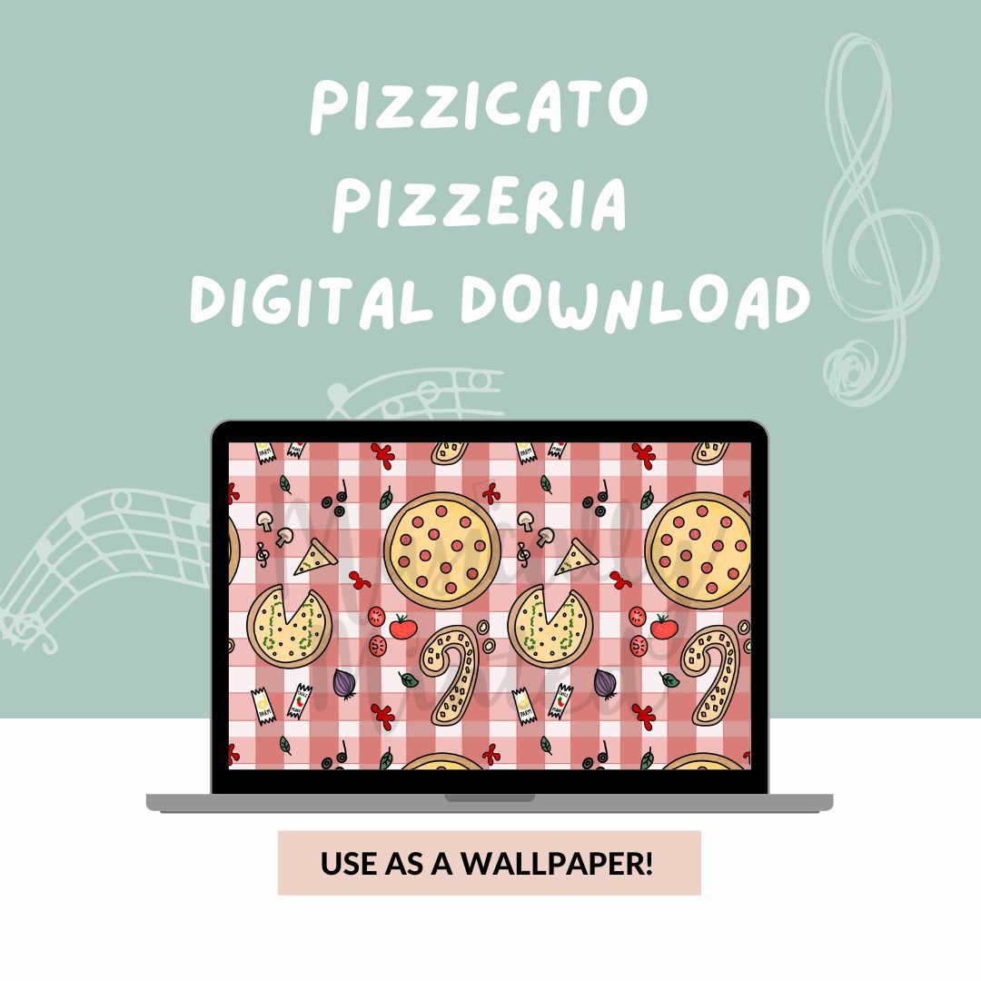 Pizza Checkers Pattern Pizzicato Pizzeria Wallpaper DIGITAL DOWNLOAD – Musically Minted