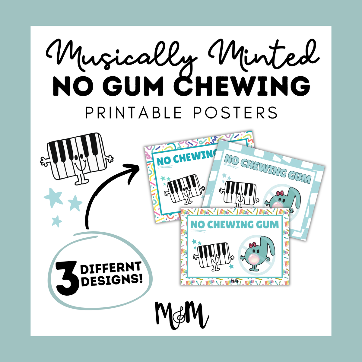 Musically Minted: No Gum Chewing Posters | Music Class Printable Decor DIGITAL DOWNLOAD