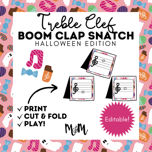 Halloween | Boom Clap Snatch Game | Treble Clef Notes Lines & Spaces Activity DIGITAL DOWNLOAD