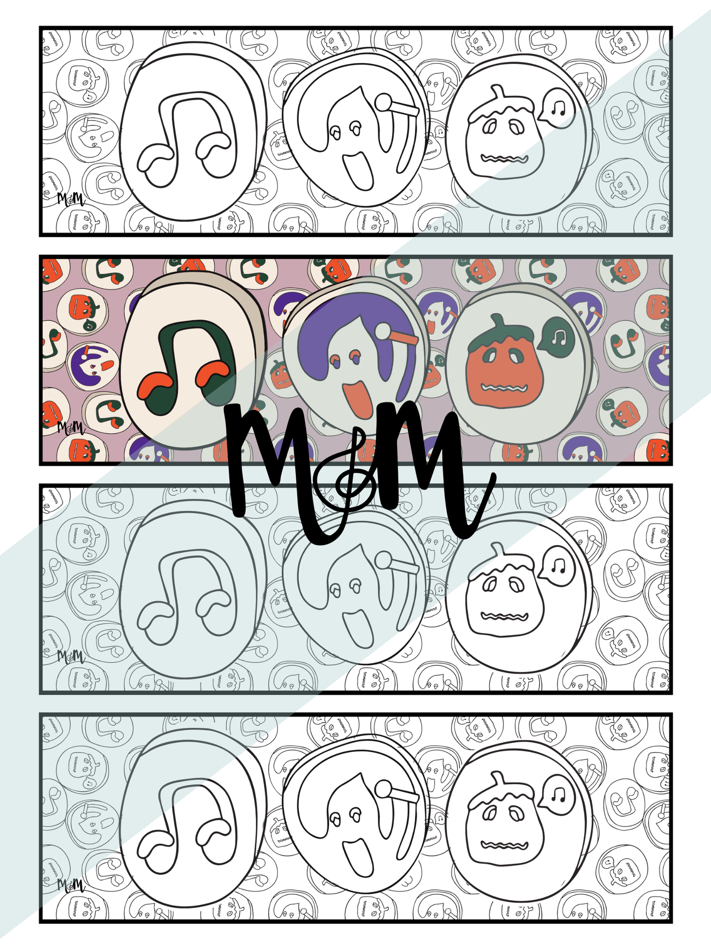 Halloween: Music Bookmarks | Printable Coloring Activity DIGITAL DOWNLOAD