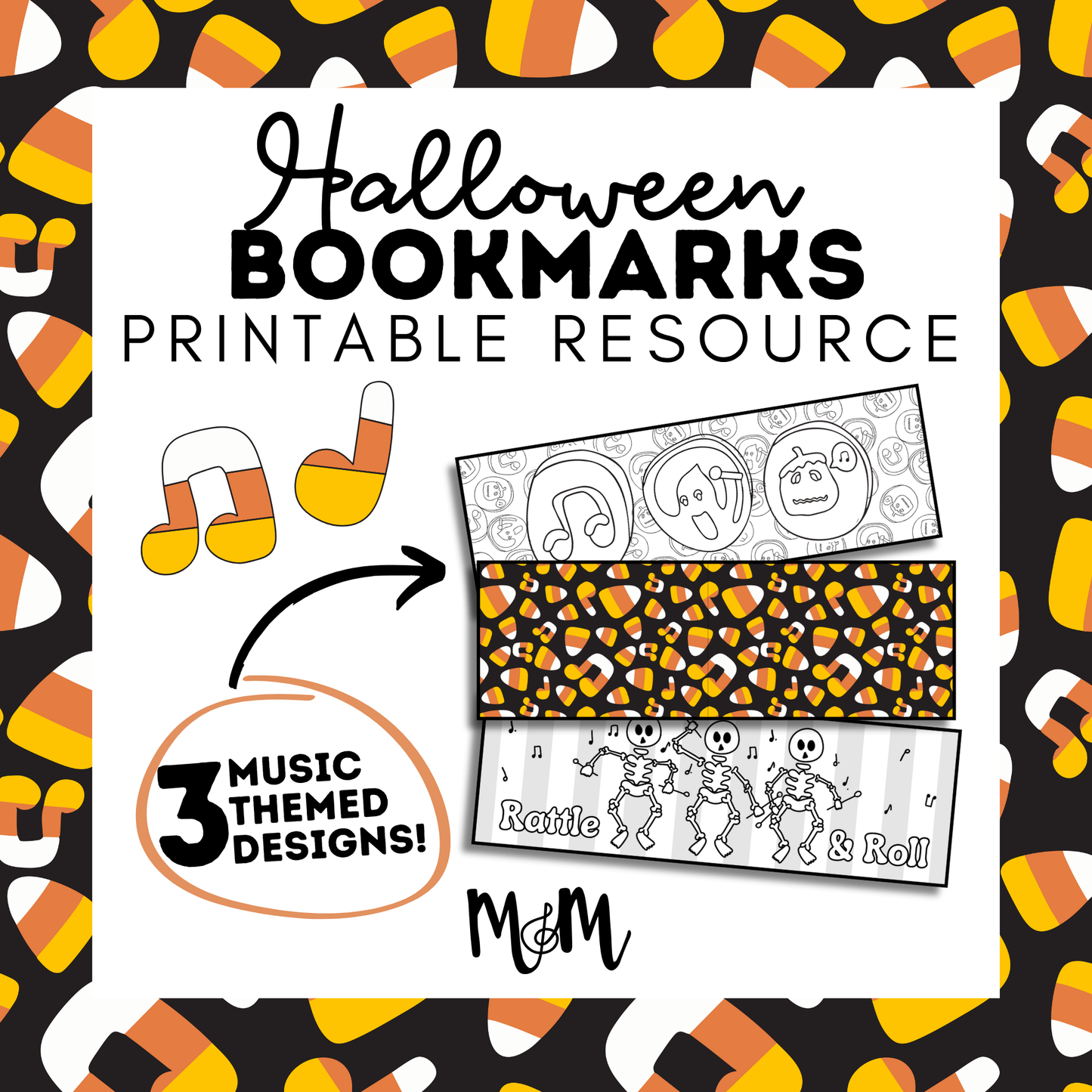 Halloween: Music Bookmarks | Printable Coloring Activity DIGITAL DOWNLOAD