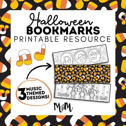 Halloween: Music Bookmarks | Printable Coloring Activity DIGITAL DOWNLOAD