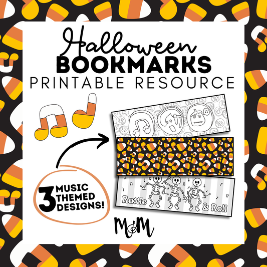 Halloween: Music Bookmarks | Printable Coloring Activity DIGITAL DOWNLOAD