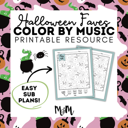 Halloween Faves: Color by Music | iSpy Dynamics Coloring Page DIGITAL DOWNLOAD