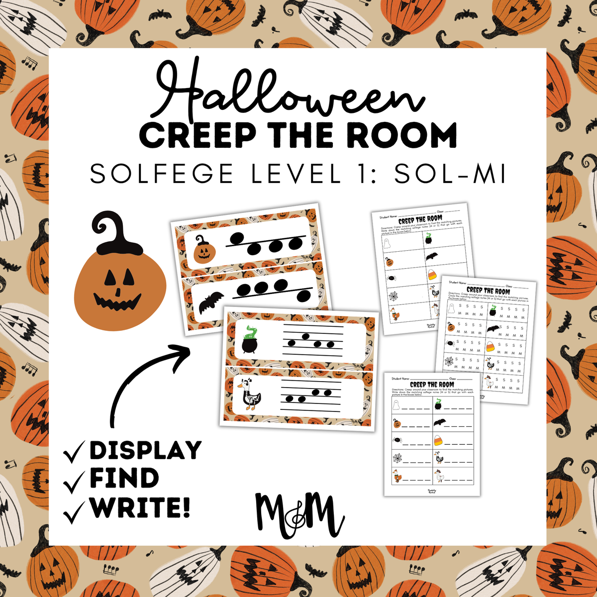 Halloween: Creep the Room | Solfege Level 1 (Sol-Mi) | Printable Music Activity DIGITAL DOWNLOAD