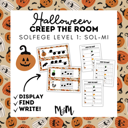 Halloween: Creep the Room | Solfege Level 1 (Sol-Mi) | Printable Music Activity DIGITAL DOWNLOAD
