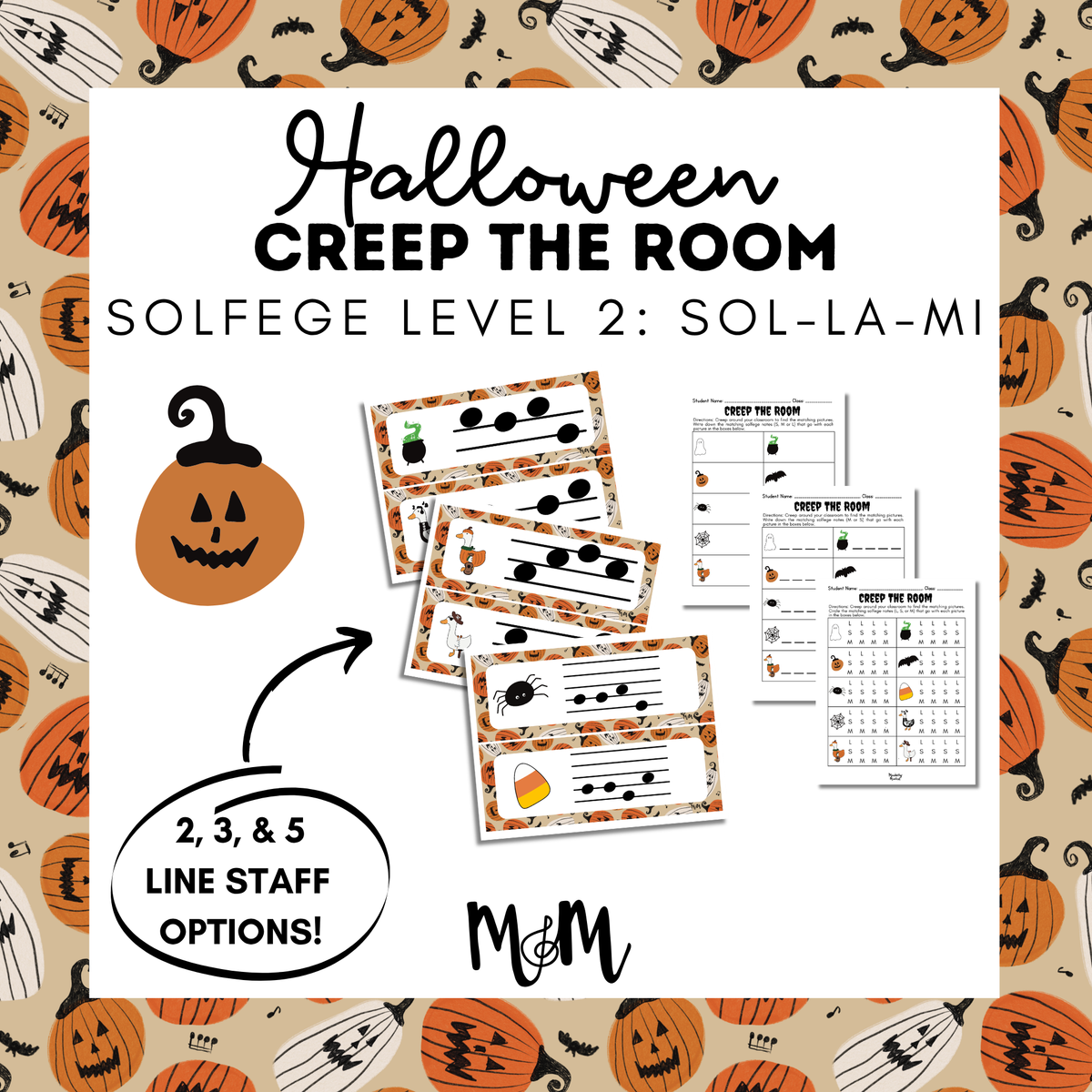 Halloween: Creep the Room | Solfege Level 2 (Sol-La-Mi) | Printable Music Activity DIGITAL DOWNLOAD