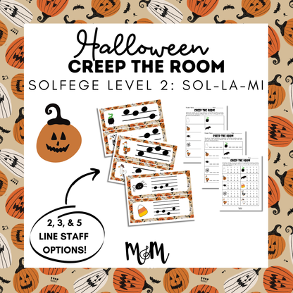 Halloween: Creep the Room | Solfege Level 2 (Sol-La-Mi) | Printable Music Activity DIGITAL DOWNLOAD
