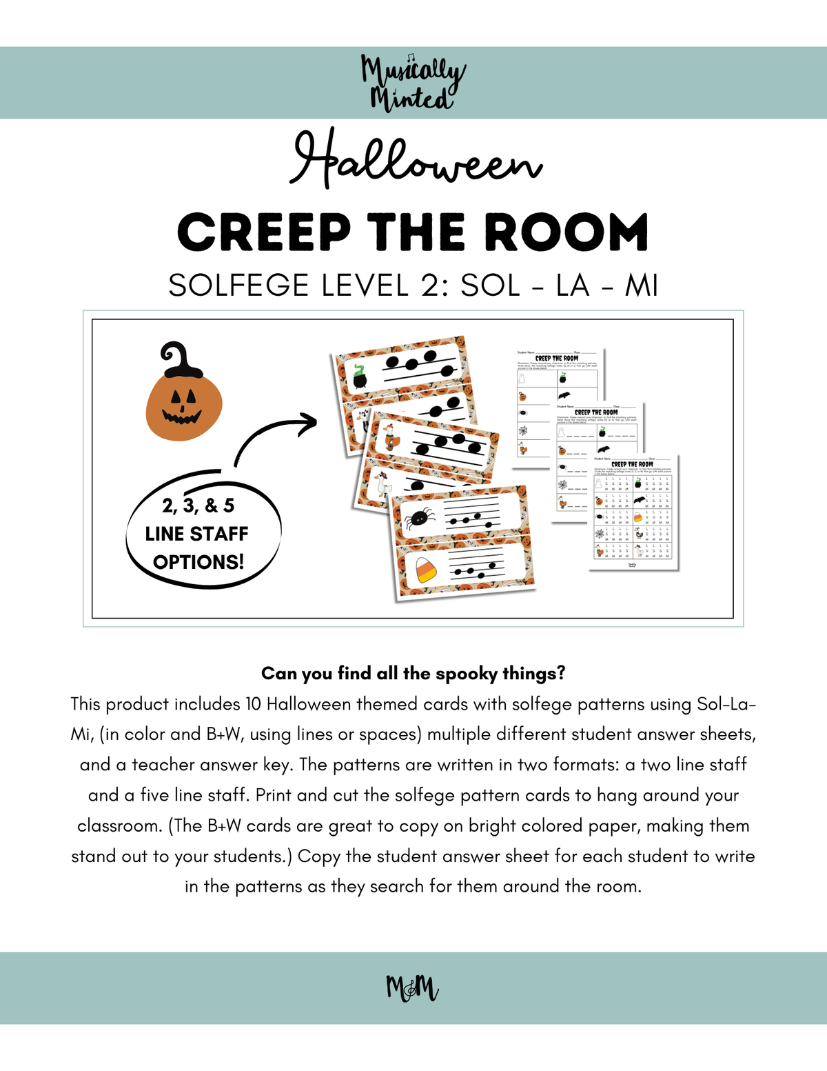 Halloween: Creep the Room | Solfege Level 2 (Sol-La-Mi) | Printable Music Activity DIGITAL DOWNLOAD